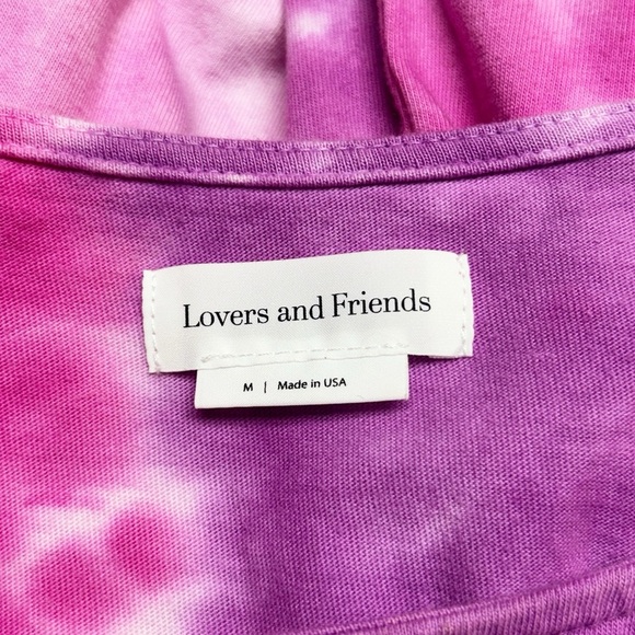 Lovers + Friends Dress Womens M Pink Brooklyn Tie Dye Midi Side Slit Stretch - Picture 3 of 9